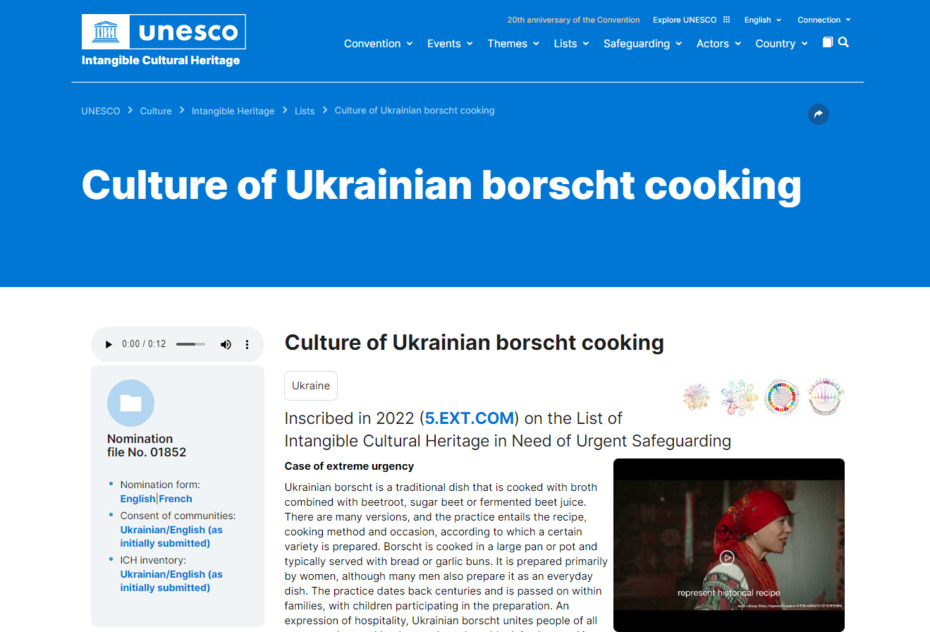 Борщ: Нематеріальна спадщина України